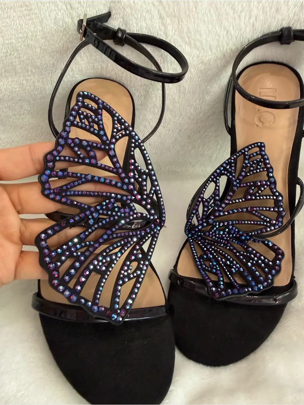 INC Black Butterfly Beaded Heels NWT Whimsigoth Fairycore Size 6.5 - Picture 3 of 7